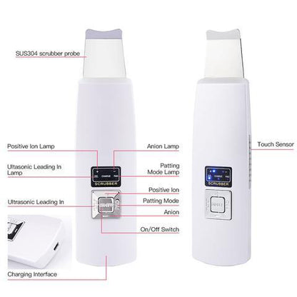 Ultrasonic Skin Scrubber Face Cleanser Blackhead Acne Removal Facial