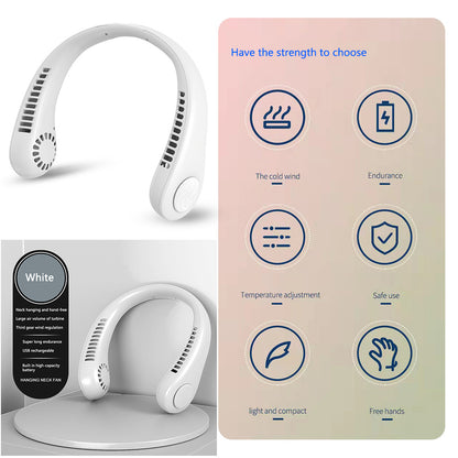 Hanging Neck Fan Portable Cooling Fan USB Leafless 360 Degree